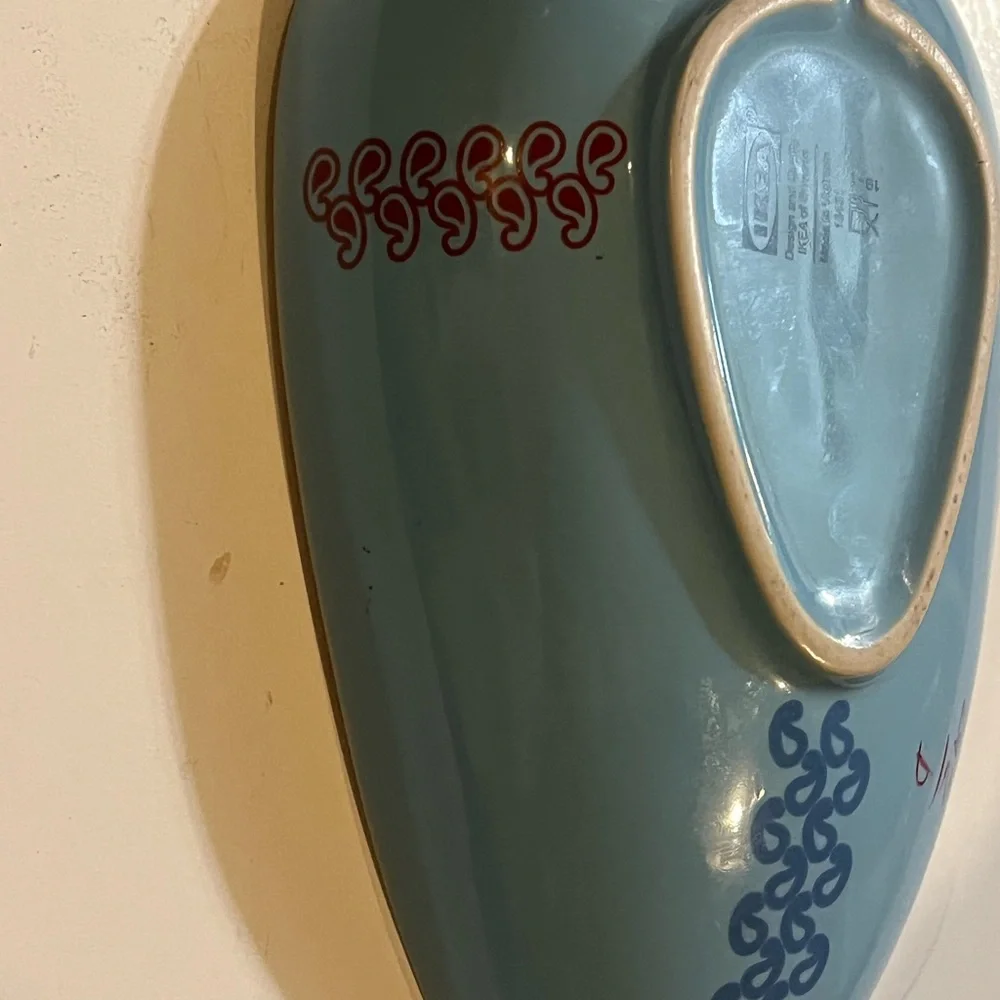 IKEA Blue and Red Ceramic Dish